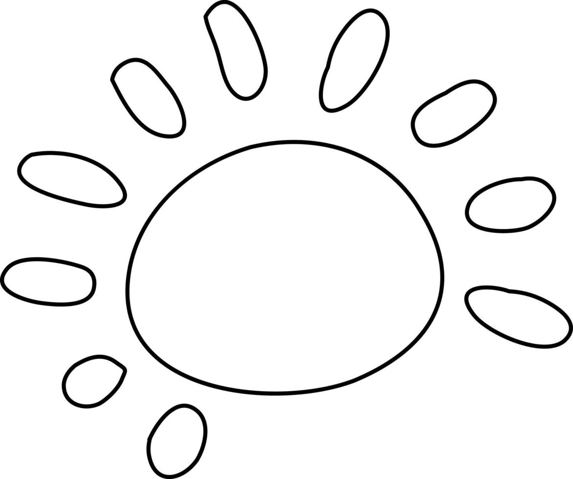 Sun line drawing illustration. vector