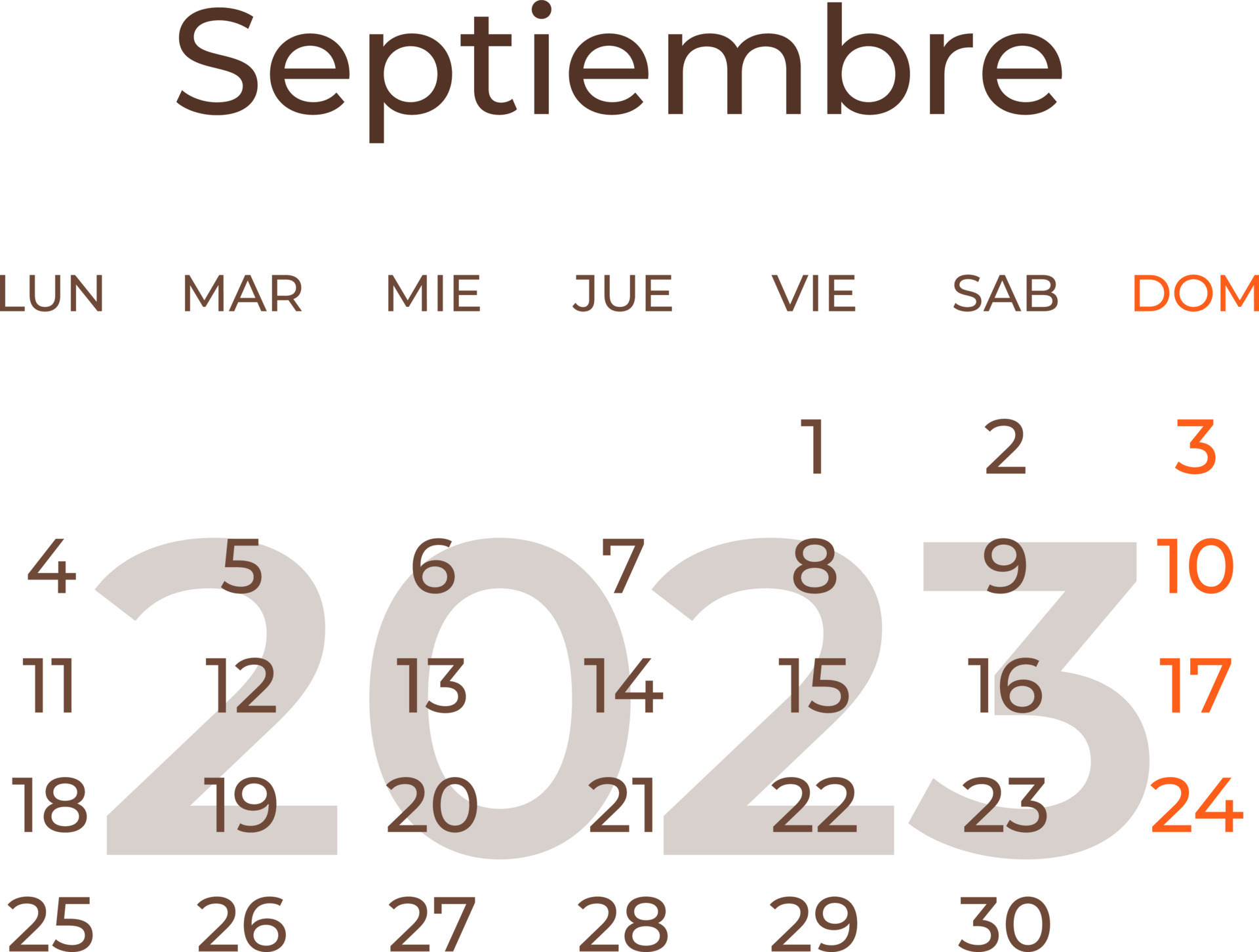 Calendar month september in spanish 2023. 20000188 Vector Art at Vecteezy