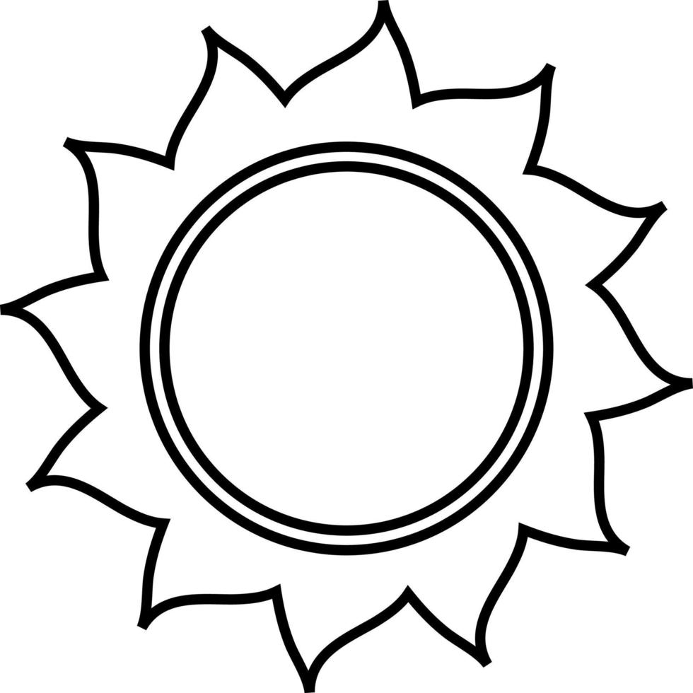 Sun line drawing illustration. vector