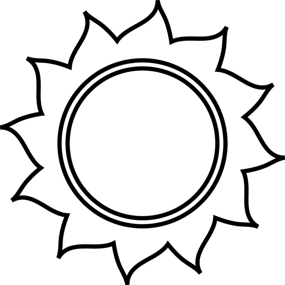 Sun line drawing illustration. vector