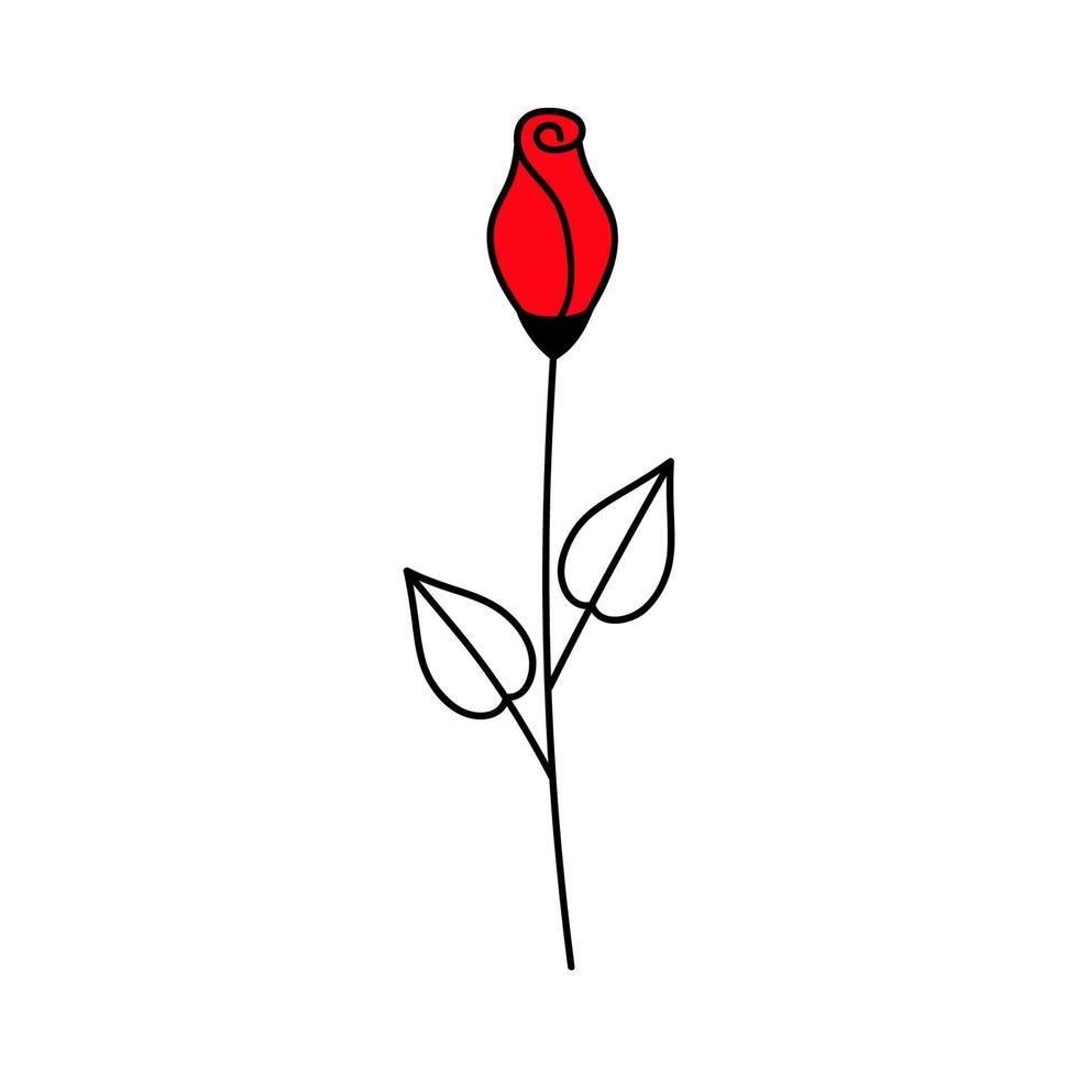 Red Rose. Doodle icon vector