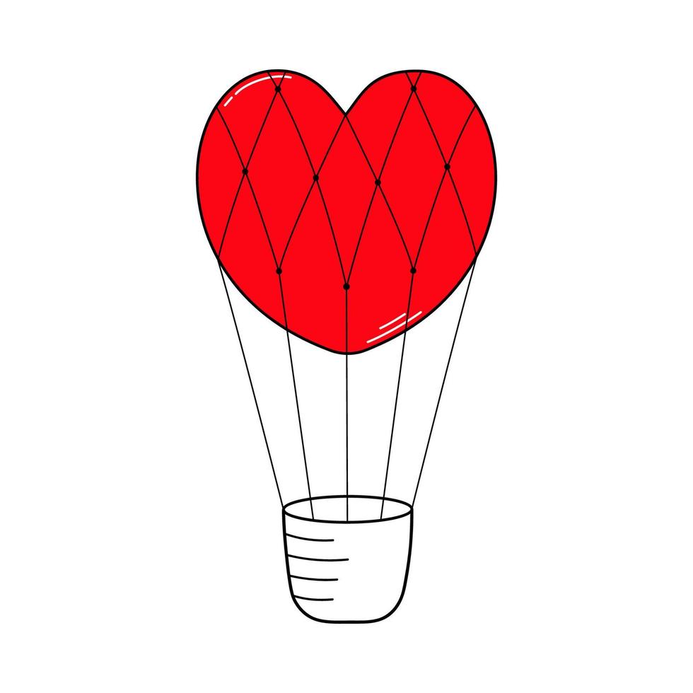 globo en el formar de un rojo corazón con un cesta. vector