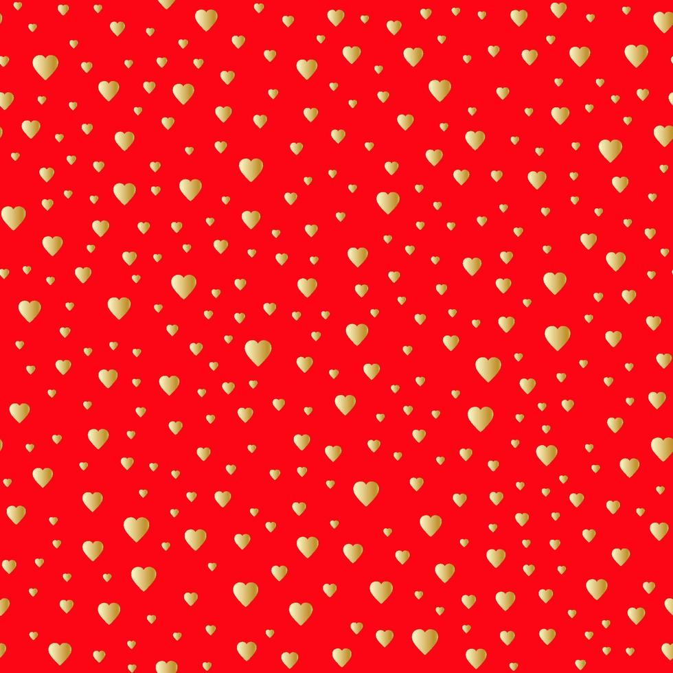 Happy Valentine's Day. Seamless pattern with gold hearts and red background vector