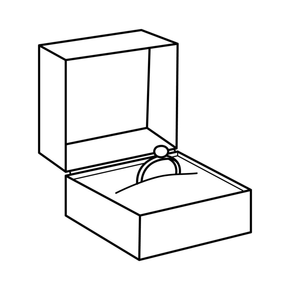 Engagement ring. Wedding ring. Ring in a box. vector
