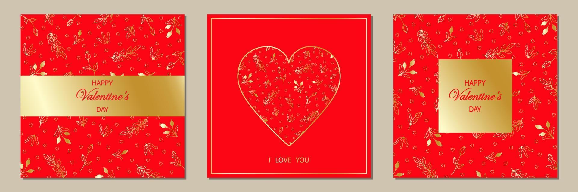 Happy Valentine's Day. Set of greeting cards. vector