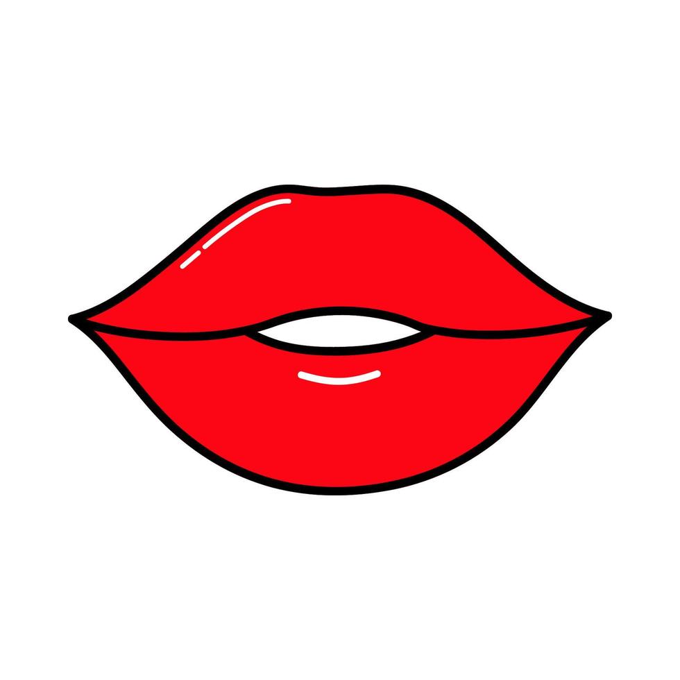 rojo labios. beso. vector