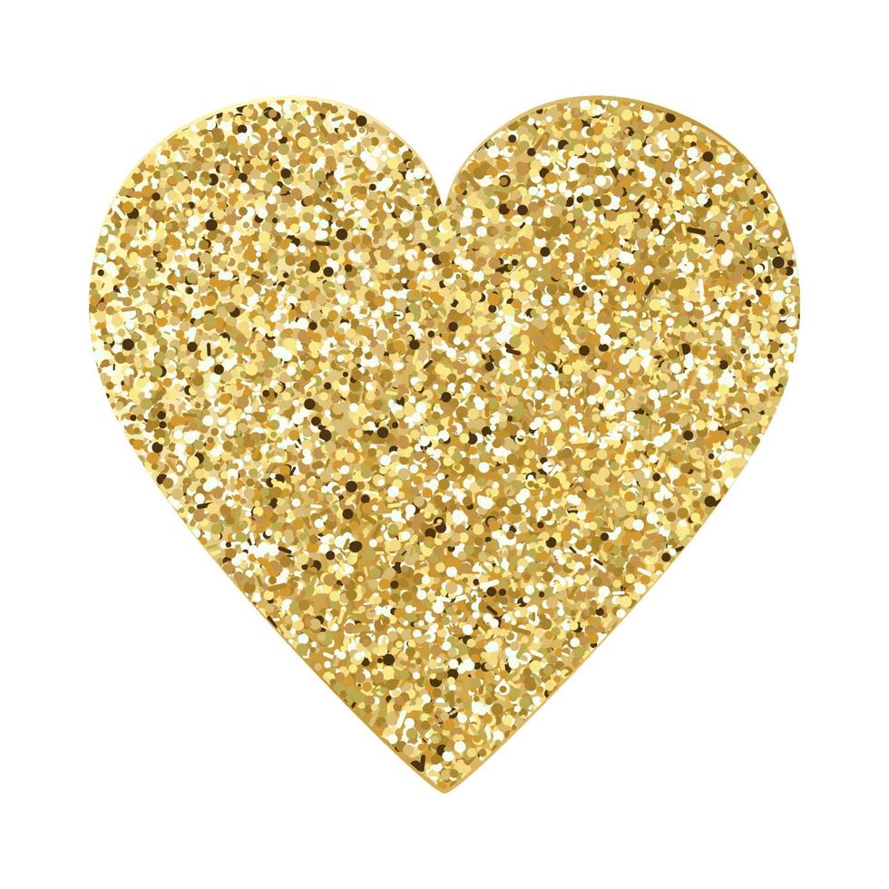 Happy Valentine's Day. Big gold glitter heart. vector