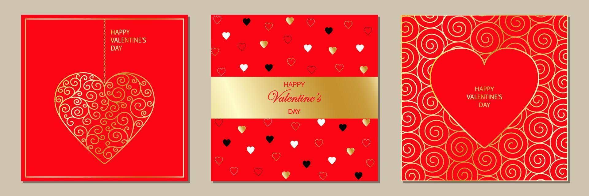 Happy Valentine's Day. Set of greeting cards. vector