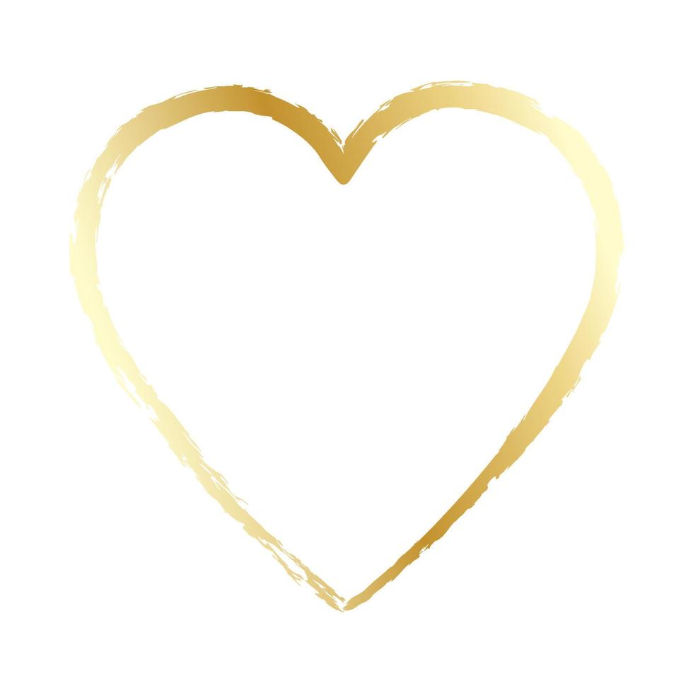 Happy Valentine's Day. Big heart gold outline. vector