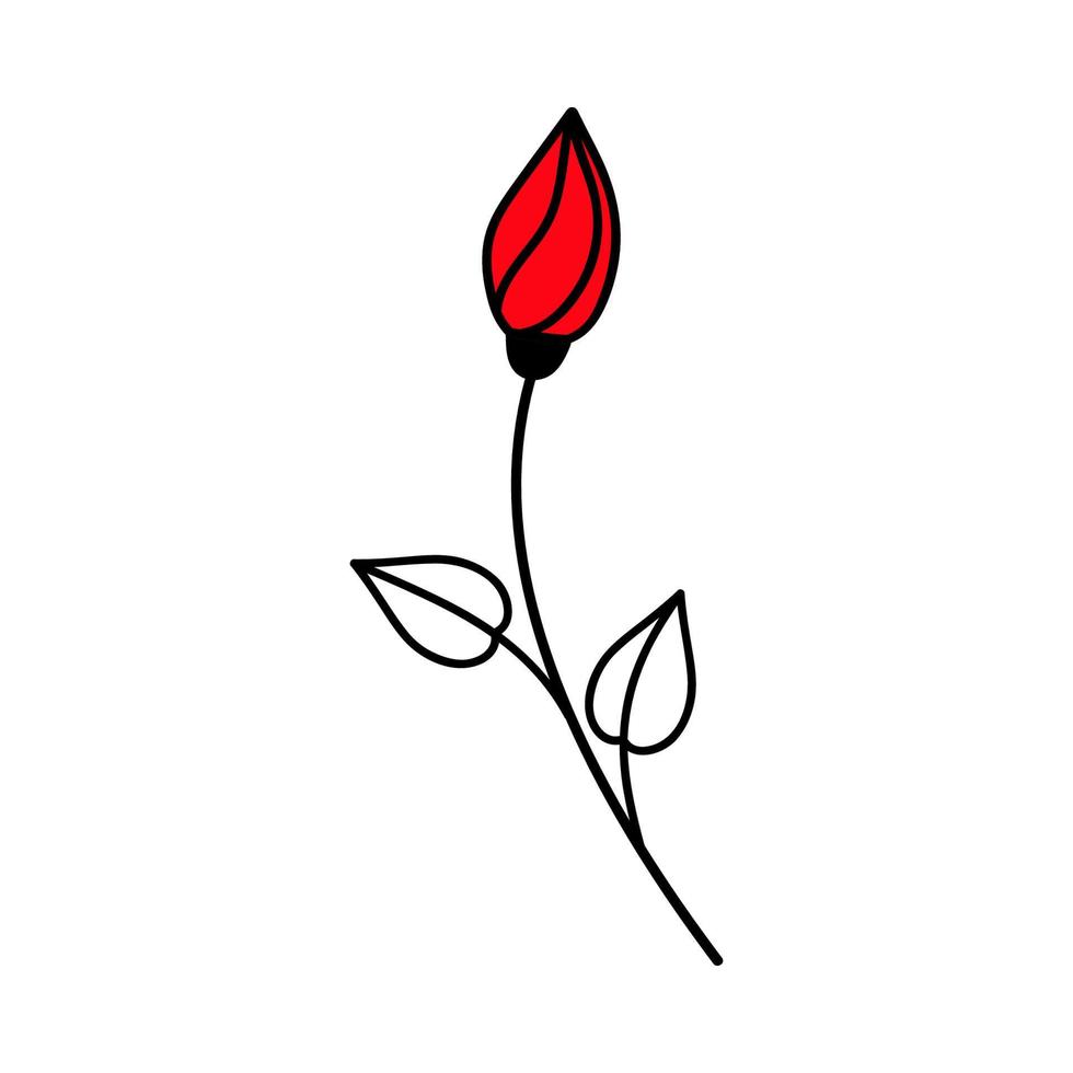 Rosebud. Doodle icon vector