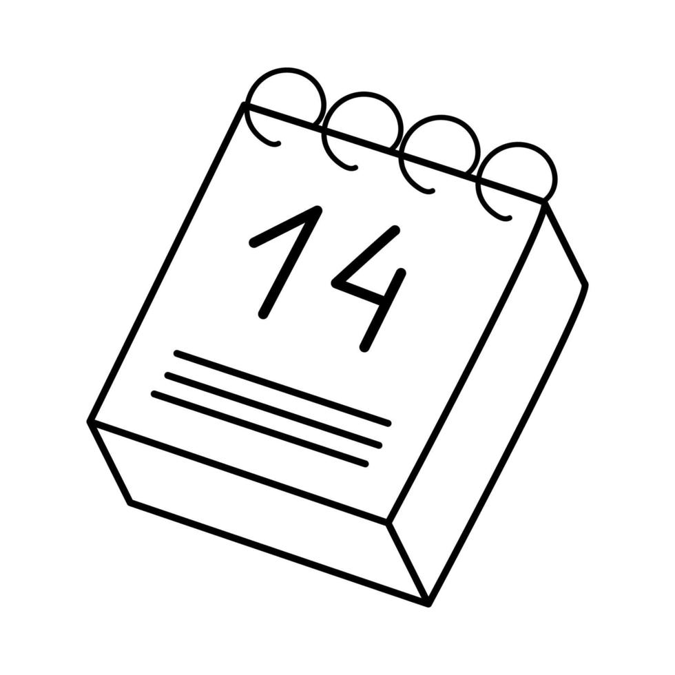 Calendar.  14th of February. vector