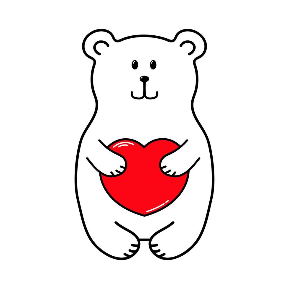 Teddy bear with a red heart. vector