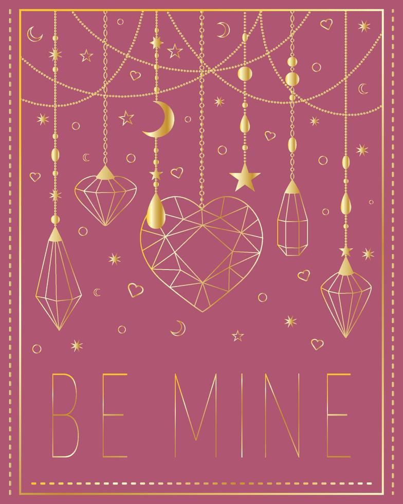 Greeting card Be mine. Vector elements.