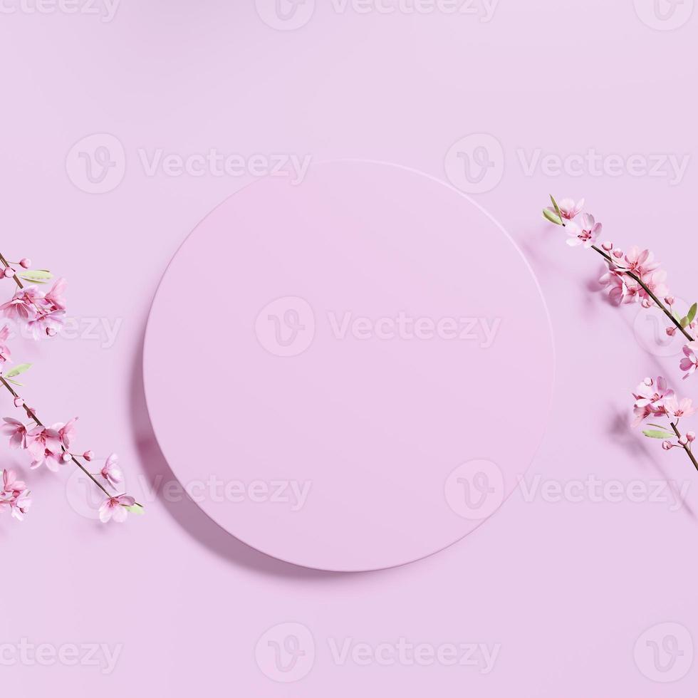 3d rendering Beautiful spring, cherry blossom background with pink background photo