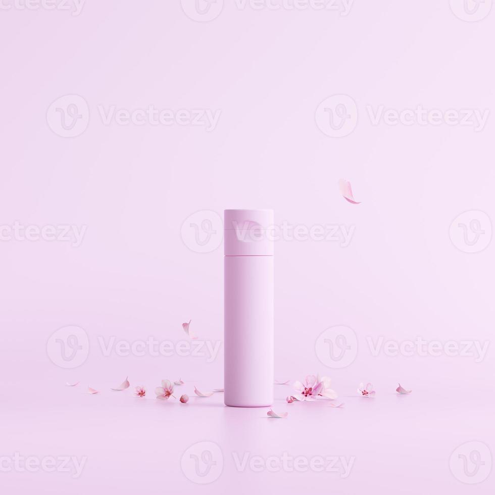 3d representación hermosa primavera, Cereza florecer antecedentes con rosado antecedentes foto