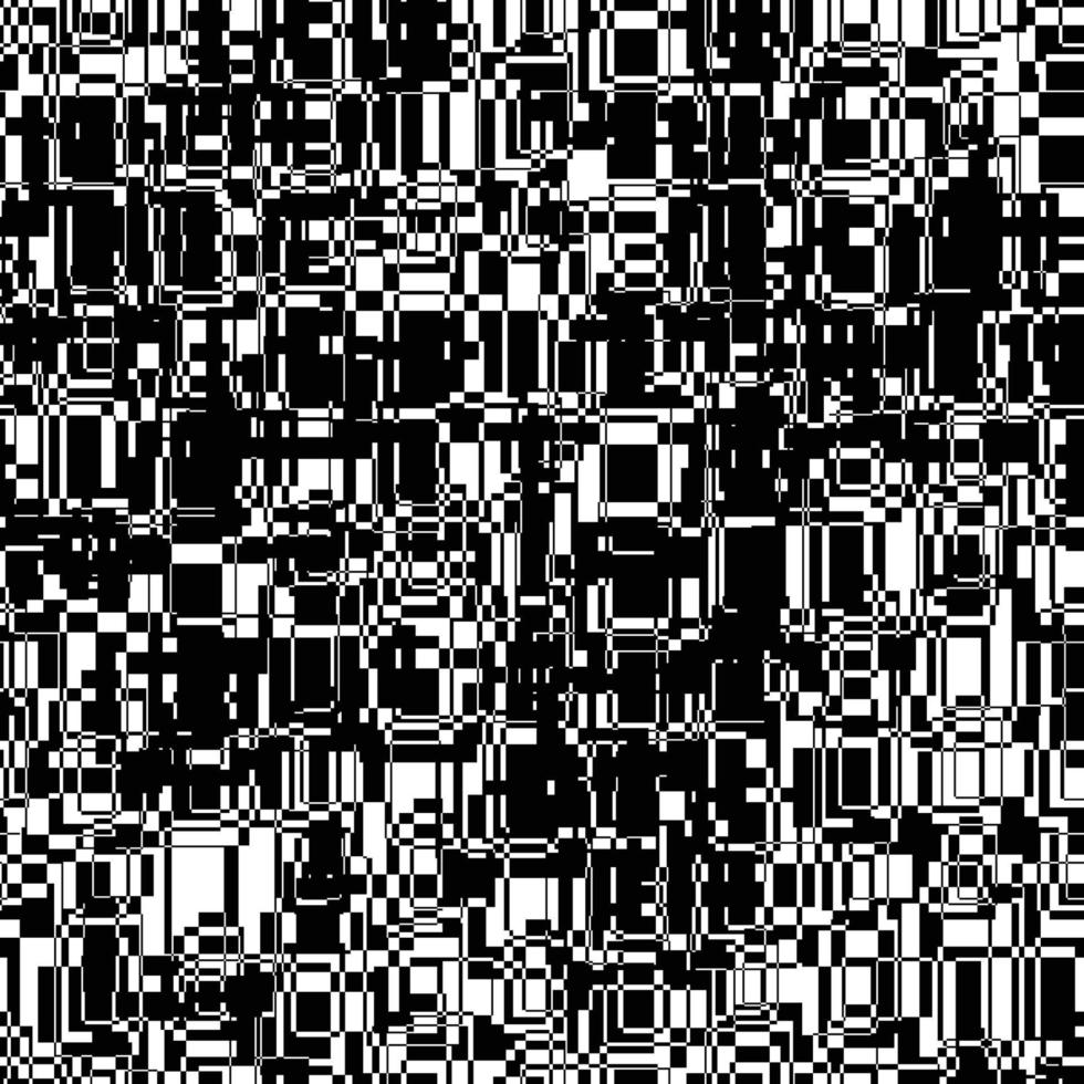 Abstract black and white glitch seamless pattern. Geometric background. vector