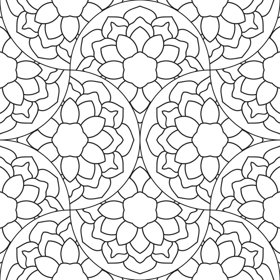Abstract mandala fish scale seamless pattern. Ornamental tile, mosaic background. Floral patchwork infinity card. Arabic, Indian, ottoman motifs. vector