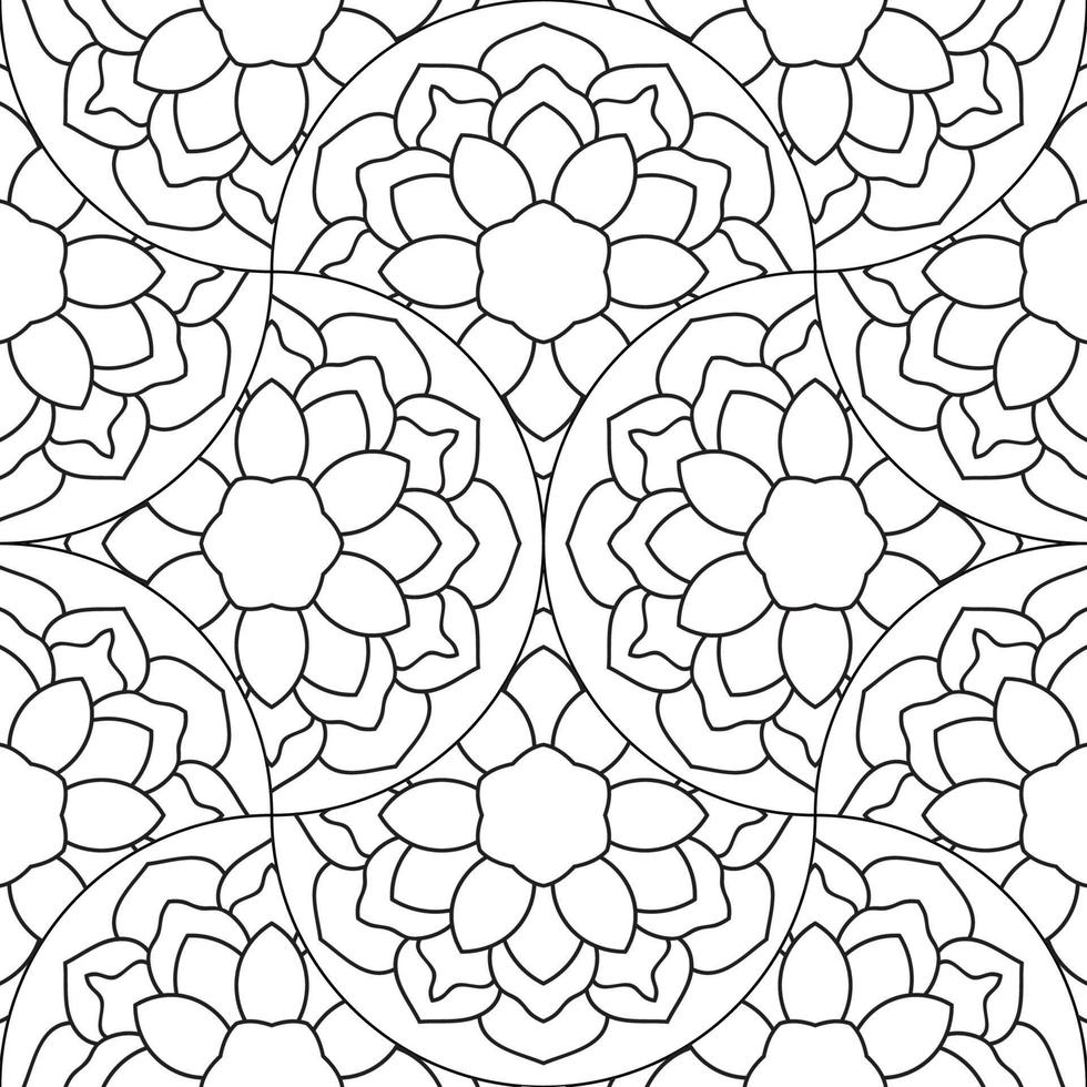 Abstract mandala fish scale seamless pattern. Ornamental tile, mosaic background. Floral patchwork infinity card. Arabic, Indian, ottoman motifs. vector