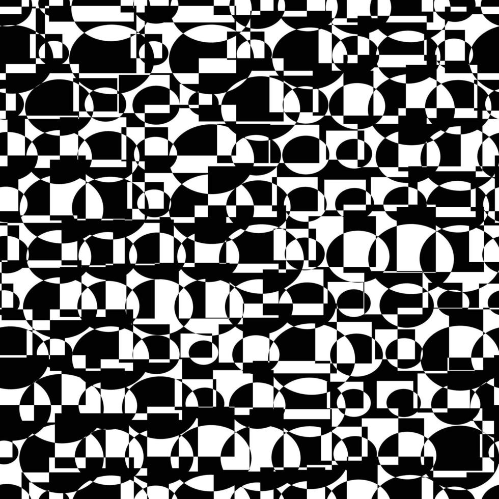 Abstract black and white glitch seamless pattern. Geometric background. vector