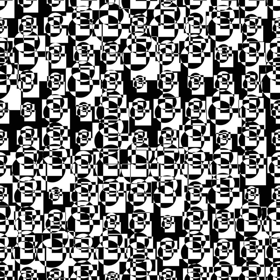 Abstract black and white glitch seamless pattern. Geometric background. vector