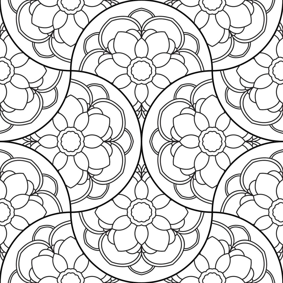 Abstract mandala fish scale seamless pattern. Ornamental tile, mosaic background. Floral patchwork infinity card. Arabic, Indian, ottoman motifs. vector