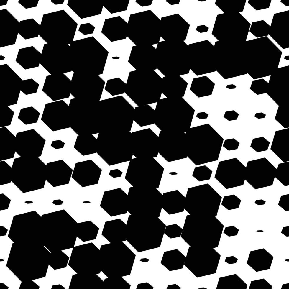 Colorful abstract halftone seamless pattern with hexagon, geometric shapes. vector