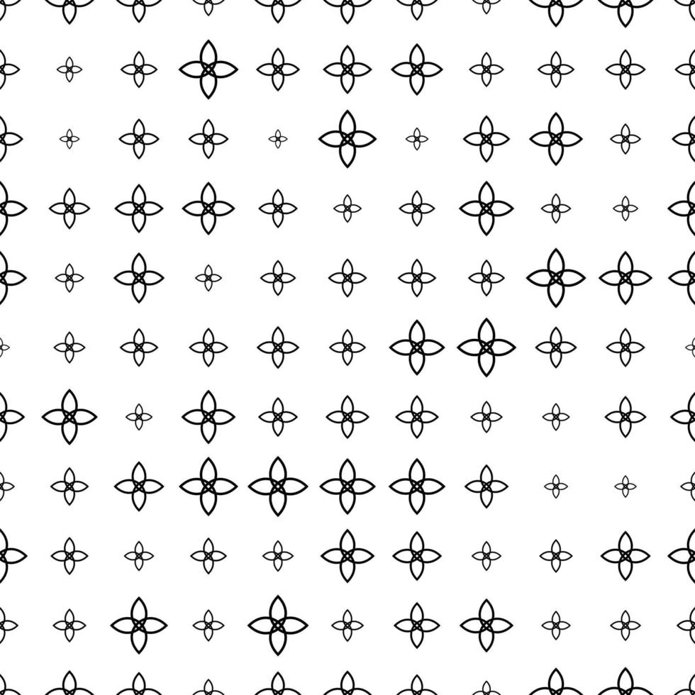 Black and white seamless pattern with halftone geometric shapes, flowers, texture infinity. Abstract floral geometrical background. Screen print. vector
