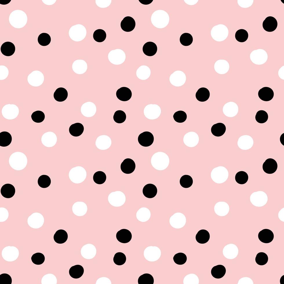 Spotted geometric seamless pattern on pink. Abstract geometrical seamless with Polka dot texture, randomly dots, circles, bubbles, stain, spot. background. vector