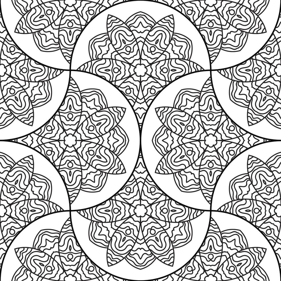 Abstract mandala fish scale seamless pattern. Ornamental tile, mosaic background. Floral patchwork infinity card. Arabic, Indian, ottoman motifs. vector