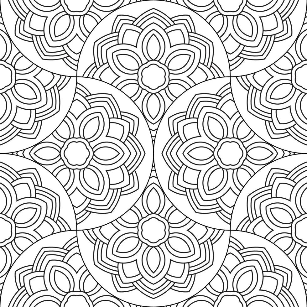 Abstract mandala fish scale seamless pattern. Ornamental tile, mosaic background. Floral patchwork infinity card. Arabic, Indian, ottoman motifs. vector