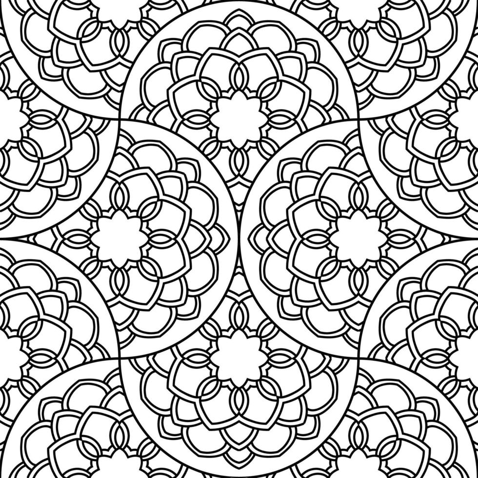 Abstract mandala fish scale seamless pattern. Ornamental tile, mosaic background. Floral patchwork infinity card. Arabic, Indian, ottoman motifs. vector