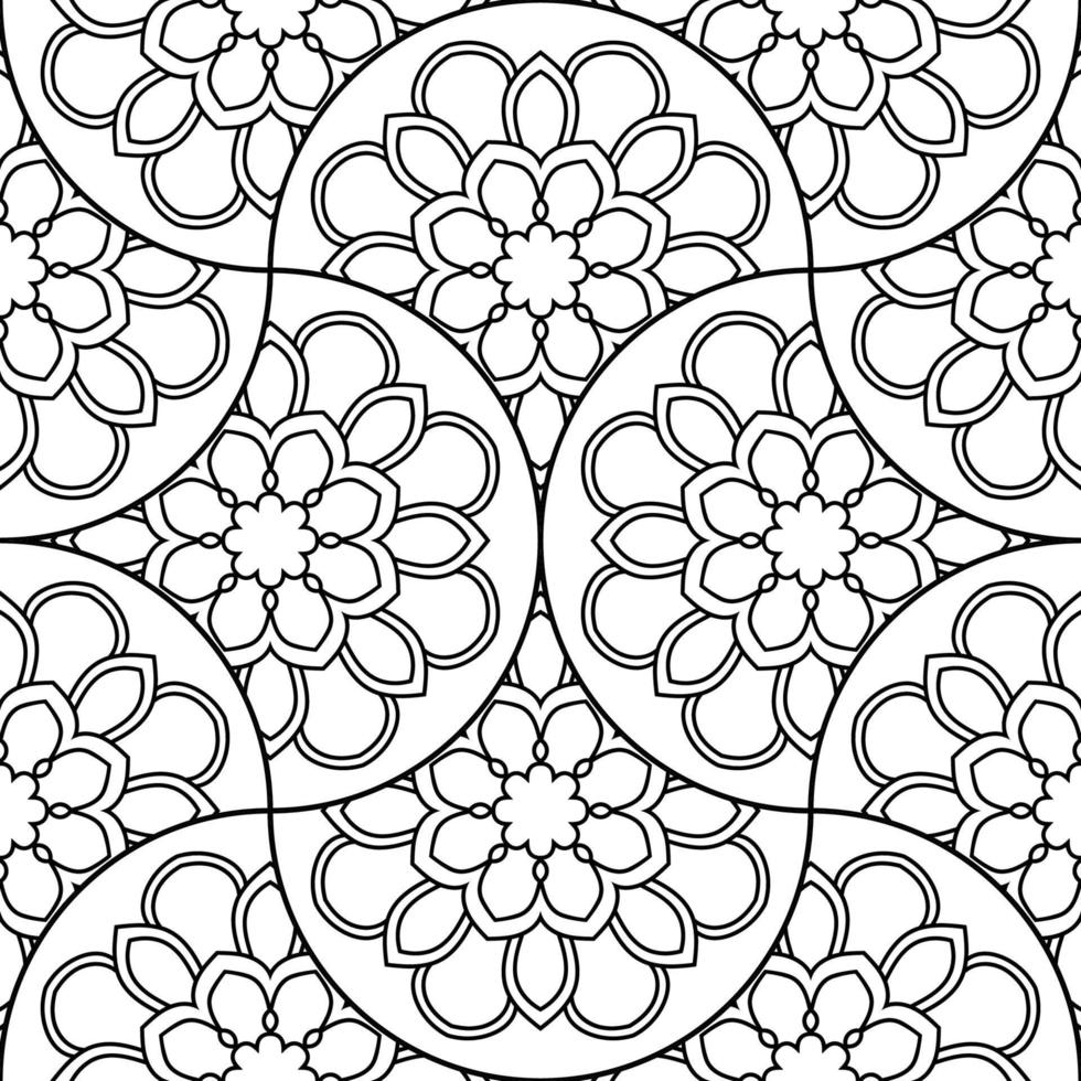 Abstract mandala fish scale seamless pattern. Ornamental tile, mosaic background. Floral patchwork infinity card. Arabic, Indian, ottoman motifs. vector