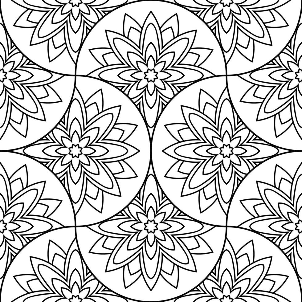 Abstract mandala fish scale seamless pattern. Ornamental tile, mosaic background. Floral patchwork infinity card. Arabic, Indian, ottoman motifs. vector
