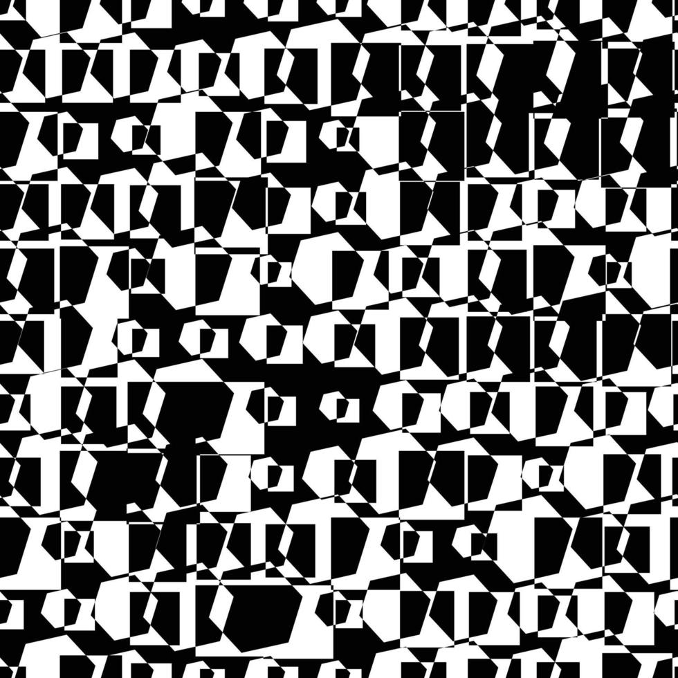 Abstract black and white glitch seamless pattern. Geometric background. vector