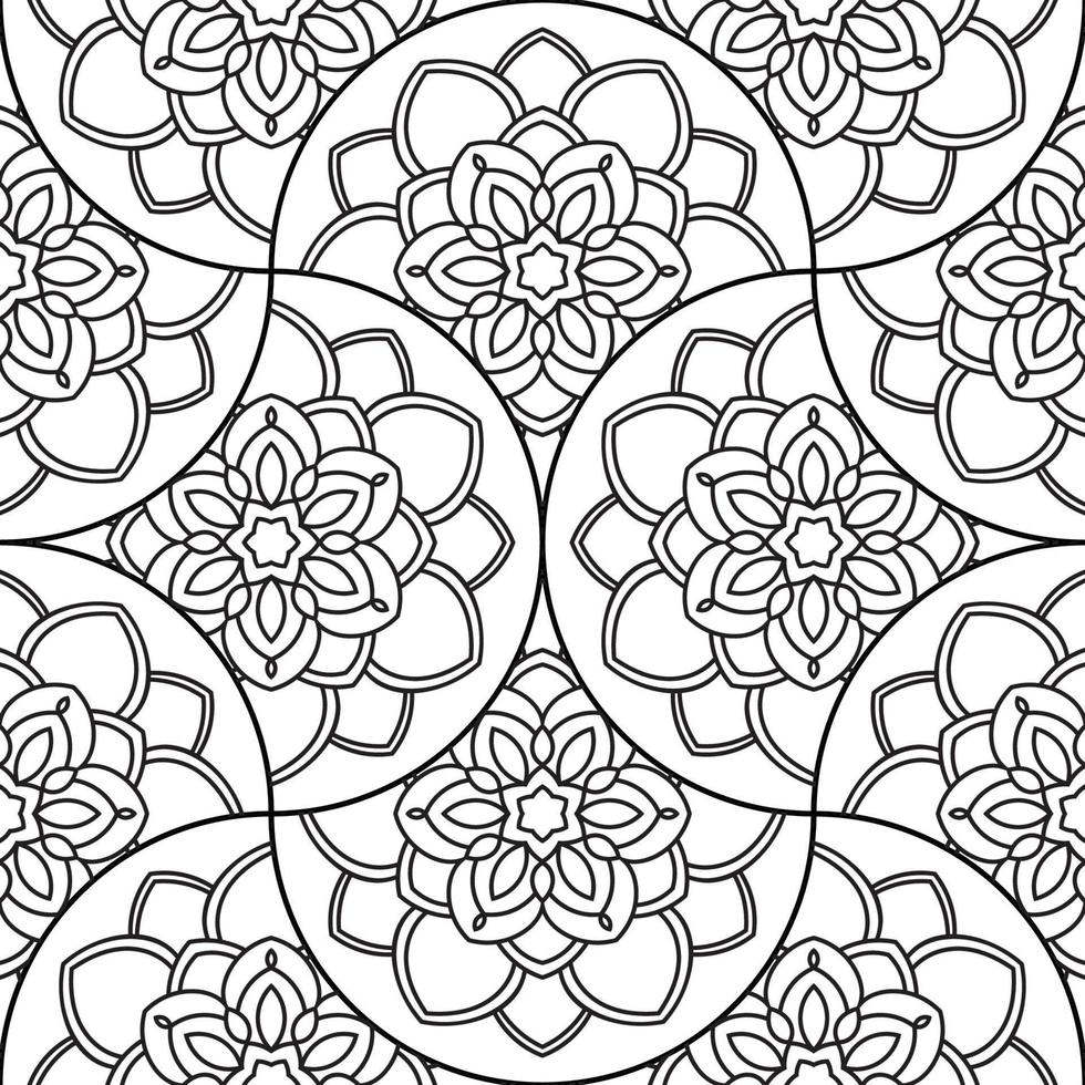 Abstract mandala fish scale seamless pattern. Ornamental tile, mosaic background. Floral patchwork infinity card. Arabic, Indian, ottoman motifs. vector