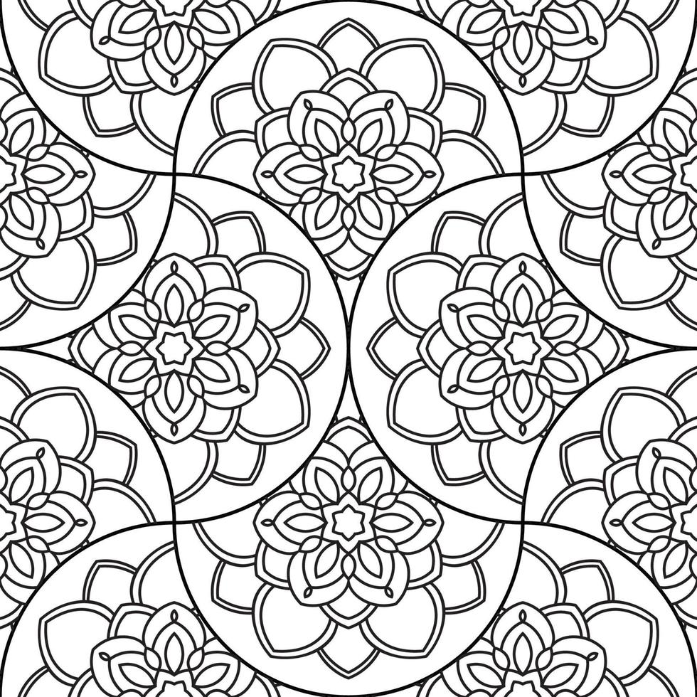 Abstract mandala fish scale seamless pattern. Ornamental tile, mosaic background. Floral patchwork infinity card. Arabic, Indian, ottoman motifs. vector