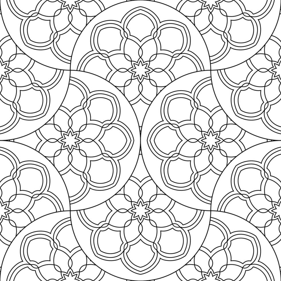 Abstract mandala fish scale seamless pattern. Ornamental tile, mosaic background. Floral patchwork infinity card. Arabic, Indian, ottoman motifs. vector