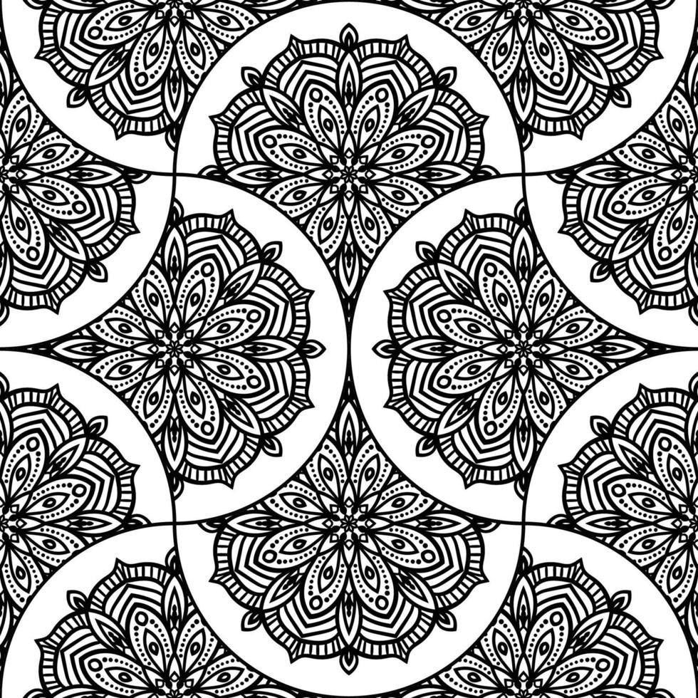 Abstract mandala fish scale seamless pattern. Ornamental tile, mosaic background. Floral patchwork infinity card. Arabic, Indian, ottoman motifs. vector