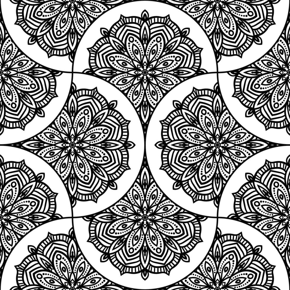 Abstract mandala fish scale seamless pattern. Ornamental tile, mosaic background. Floral patchwork infinity card. Arabic, Indian, ottoman motifs. vector