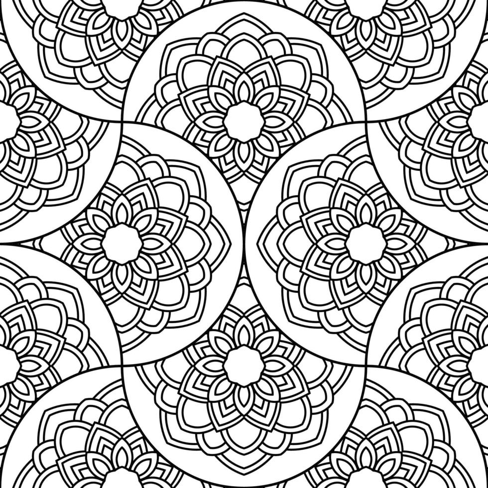 Abstract mandala fish scale seamless pattern. Ornamental tile, mosaic background. Floral patchwork infinity card. Arabic, Indian, ottoman motifs. vector