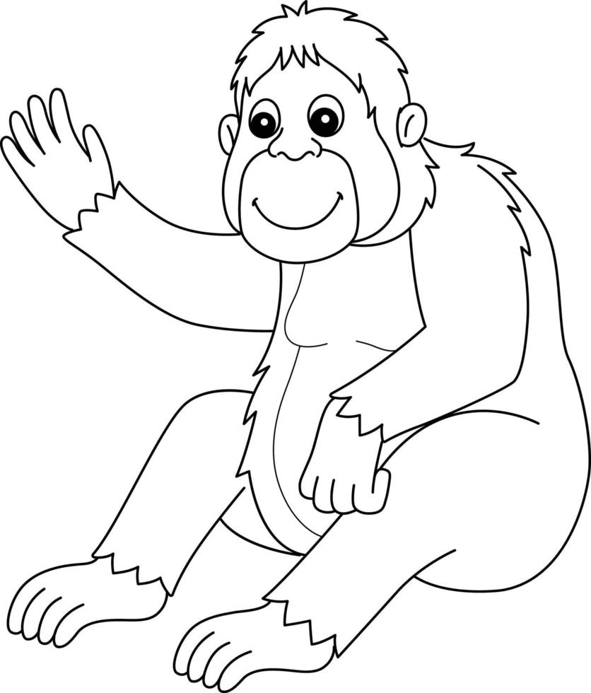 Orangutan Animal Isolated Coloring Page for Kids vector