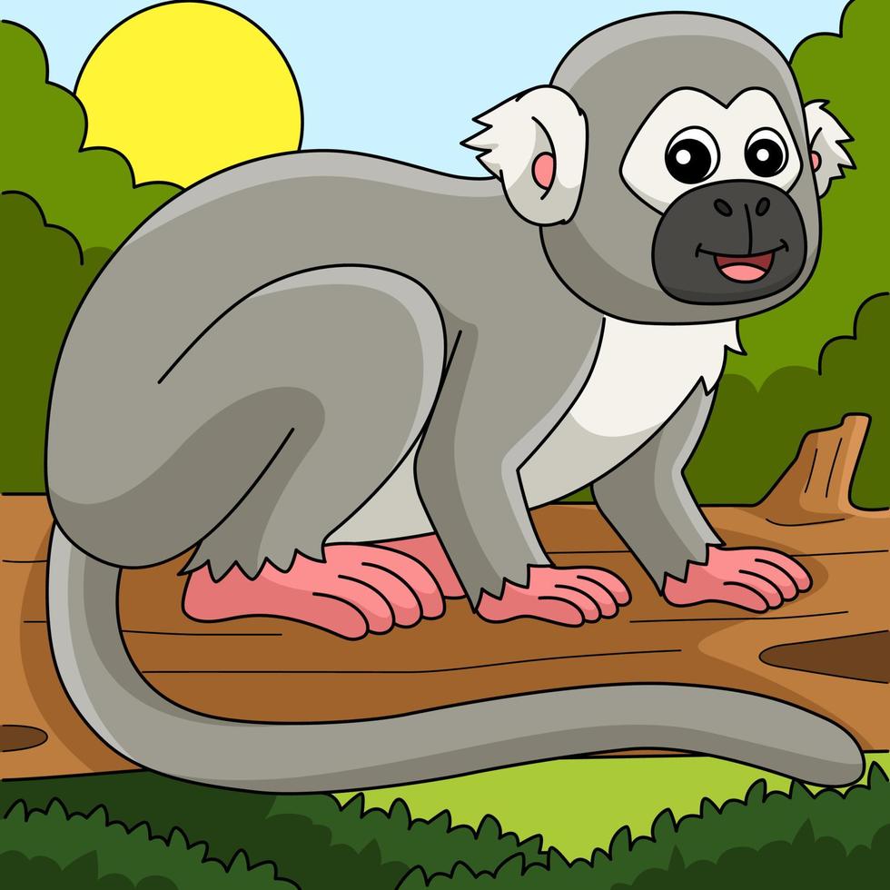 Squirrel Monkey Animal Colored Cartoon vector