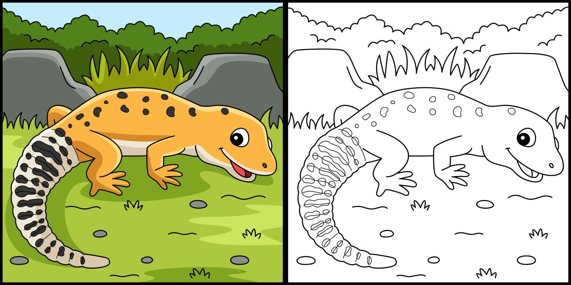 Leopard Gecko Animal Coloring Page Illustration vector