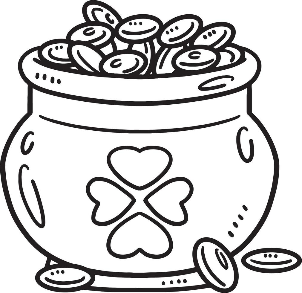 Saint Patricks Day Pot Of Gold Isolated Coloring 20002609 Vector Art at