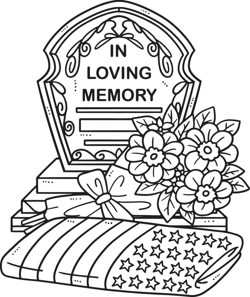 In Loving Memory Isolated Coloring Page for Kids vector