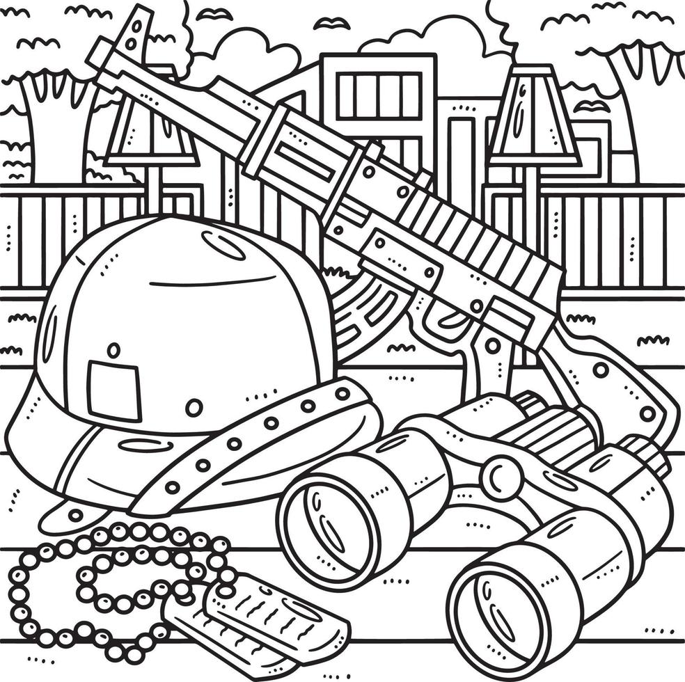 Memorial Day Military Armaments Coloring Page 20002745 Vector Art at