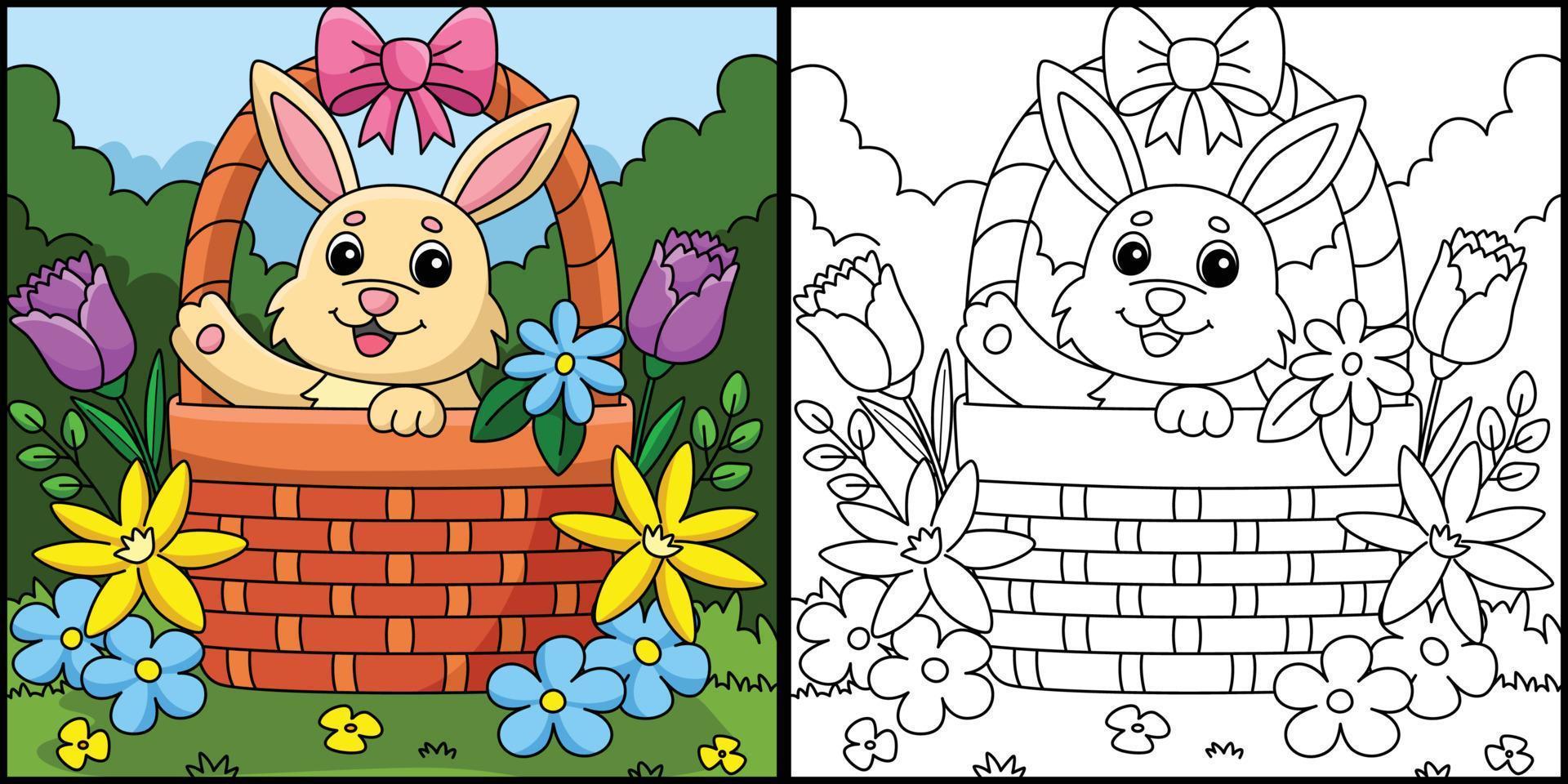 Spring Rabbit Inside the Basket Illustration vector