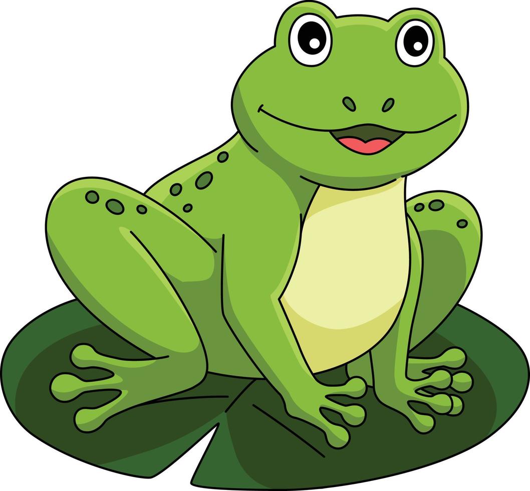 Spring Frog on Water Lily Cartoon Colored Clipart 20002784 Vector ...