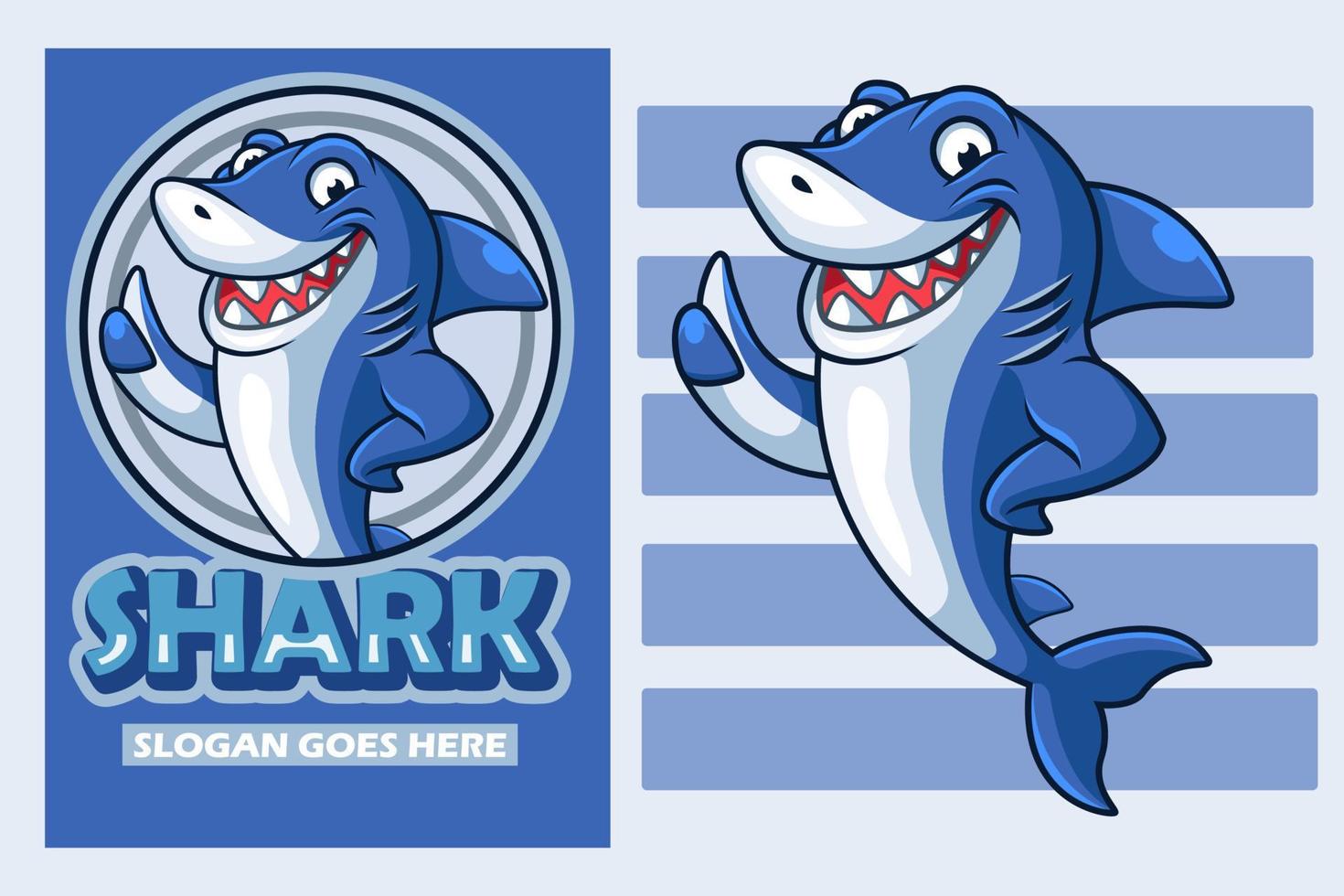 Cute shark cartoon design template vector