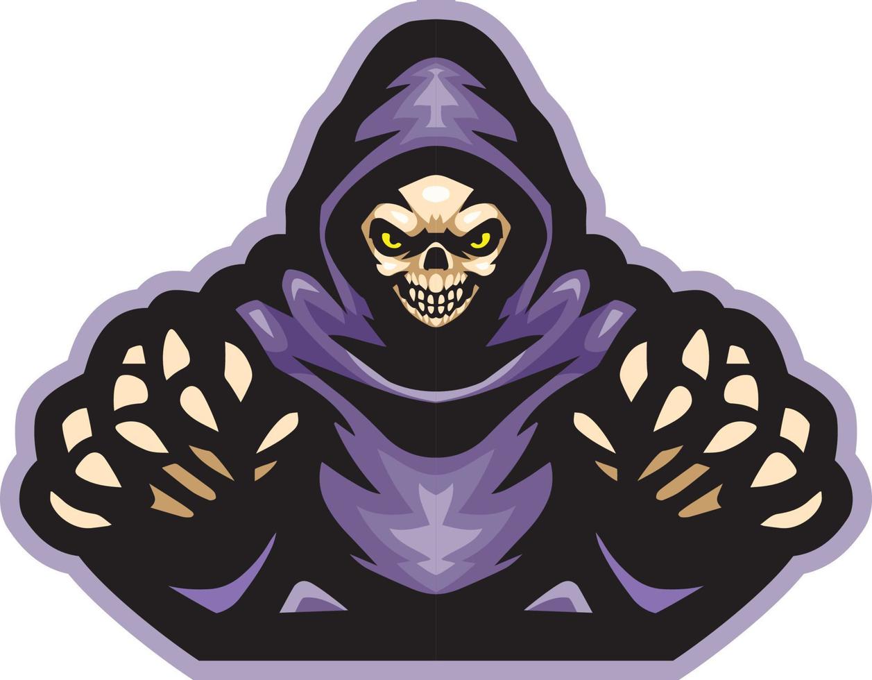 Cartoon grim reaper mascot design template vector